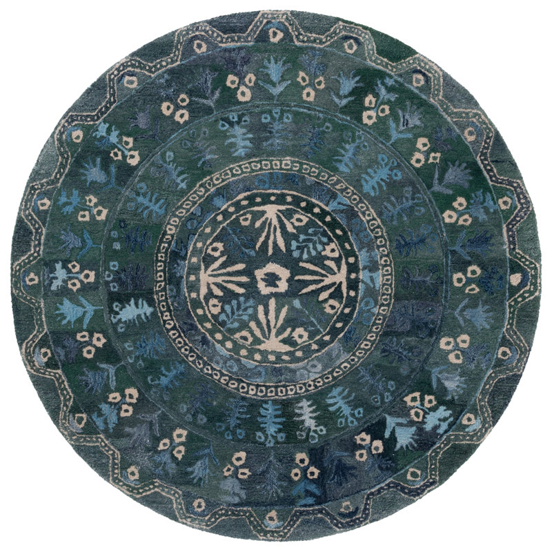 Malvene Hand Tufted Performance Southwestern Rug, Round 6'