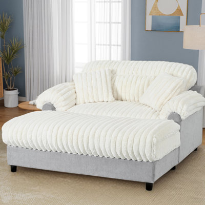 Upholstered Cloud Chaise Lounge Couch With 2 Pillows