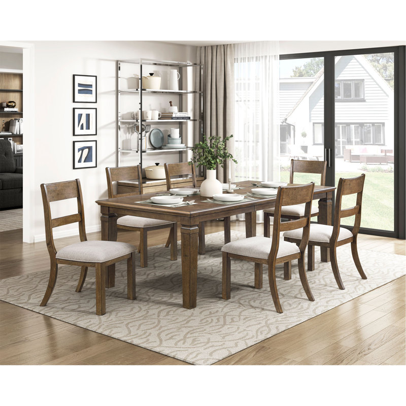 Ensemble de salle à manger contemporain extensible brun clair, 5, Tan，White