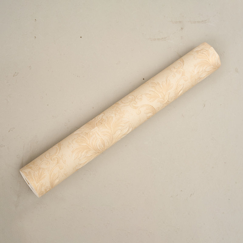 Non-Pasted Non-Woven 3D Embossed Wallpaper Roll, Beige/Gold