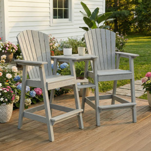Ensemble de chaises hautes en PEHD Adirondack avec plateaux doubles amovibles (ensemble de 2)