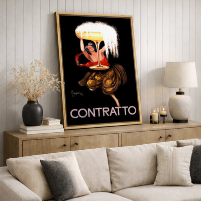 «Contratto Italian Art Deco Wine», affiche d'art européen rétro, impression sur toile encadrée