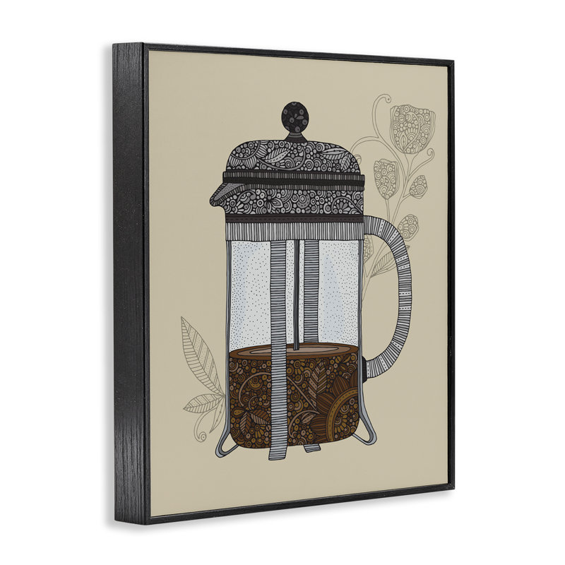 «French Press Coffee Art» par Valentina Harper, Giclée encadrée noir minuit, H 14 po x l 11 po