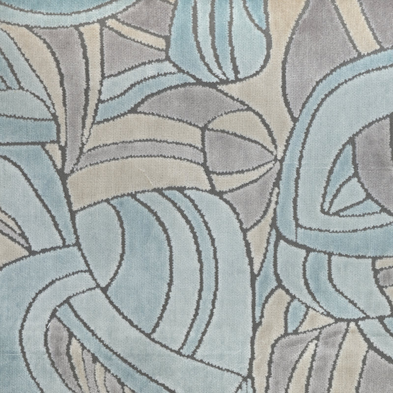 Brubeck Abstract Cut Velvet Upholstery Fabric, Iceberg