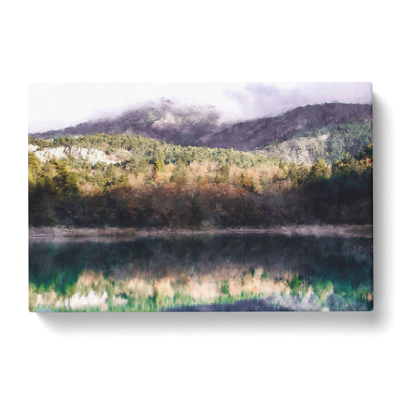 Reflection Of An Autumn Forest Painting - Wrapped Canvas, 60cm H x 91cm W x 3cm D