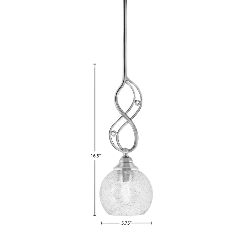 Mini-luminaire suspendu à tige Jazz illustré en finition chromée avec verre fumé de 5,75 po, Bulles / fumée, 5.75"