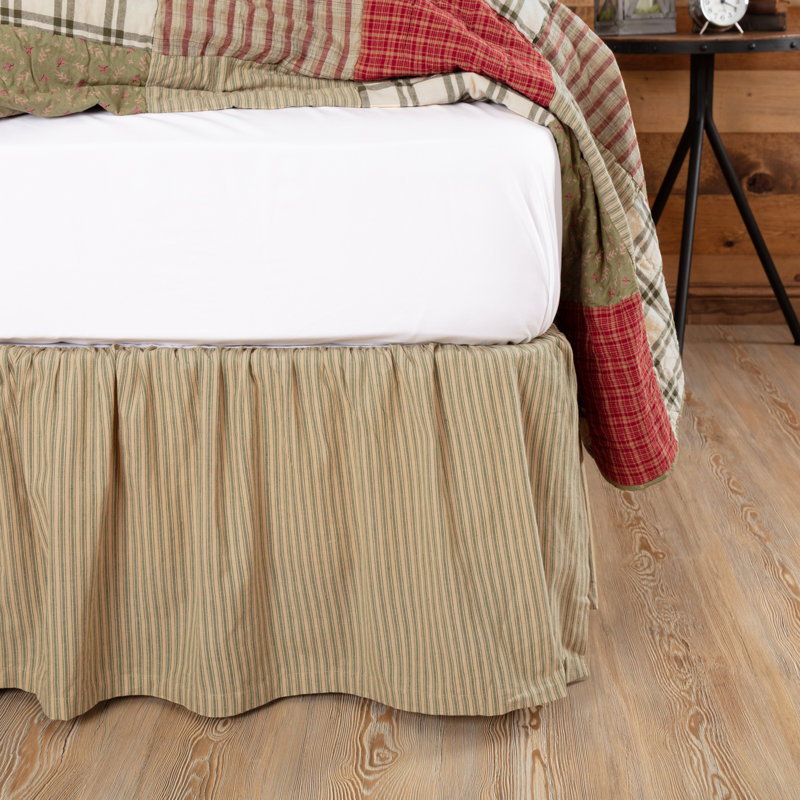 Ozark Ruffled Bed Skirt, Twin, Khaki Tan/Sage
