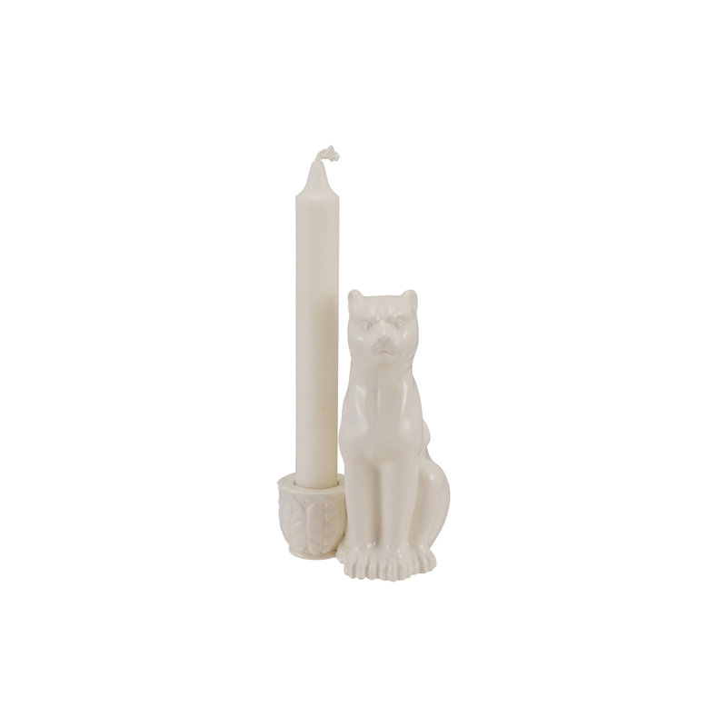 Stoneware Leopard Taper Candle Holder