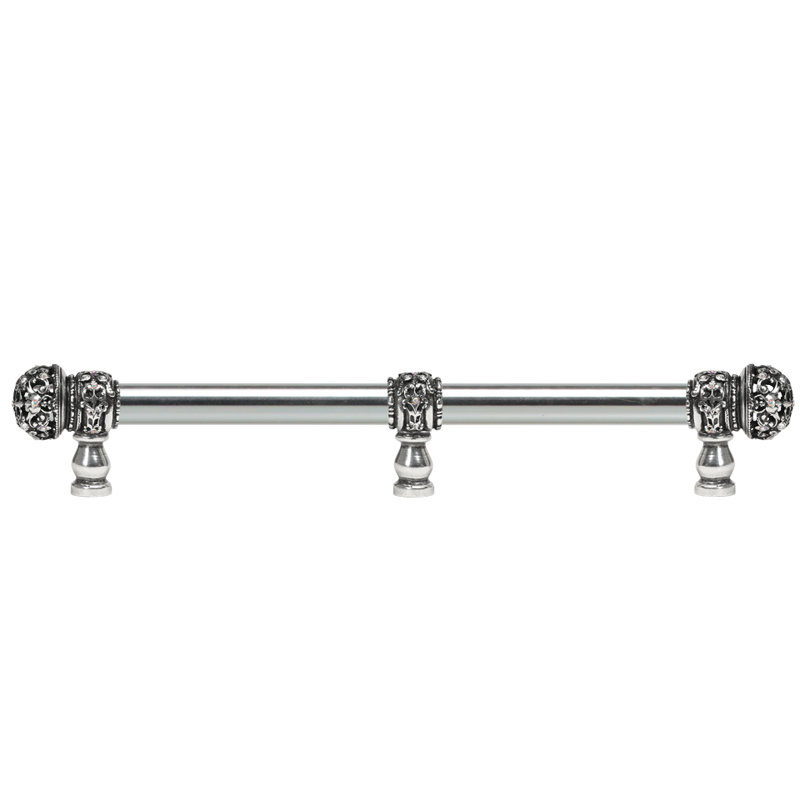 Juliane Grace 12 inches c.c. with 5/8 smooth center long pull small finial with 61 Swarovski Clear & Aurore Boreale Crystals with center brace in Chalice