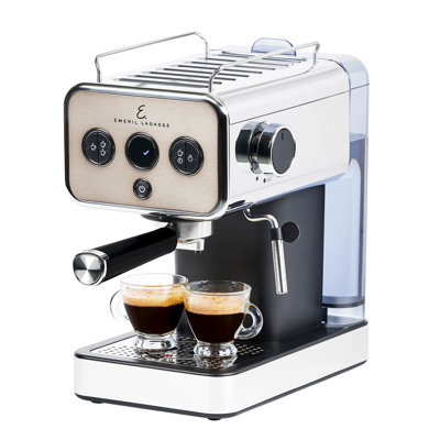 Emeril Lagasse Semi-automatic 15-bar Pro Espresso Machine With Milk Frother Steam Wand, Stainless Steel Finish, Double Shot, 37oz Removable Water Tank, Auto Shut-off, 1350w 