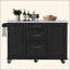Îlot de cuisine de 50,7 po avec rangement, poubelle inclinable et organisateur de rangement escamotable, îlot de cuisine sur roulettes à 5 roulettes avec abattant, 2 tiroirs, 1 porte pour la cuisine, la salle à manger-1291185662