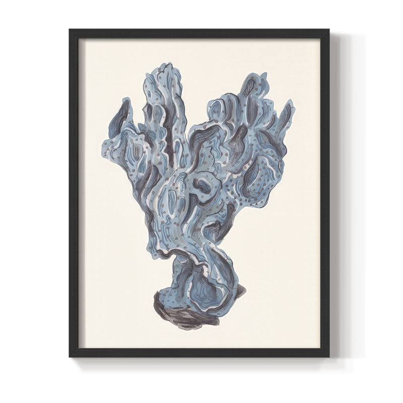 Reproduction encadrée Indigo Reef II - bois massif, H 21 po x l 17 po, Noir, noir, noir, noir