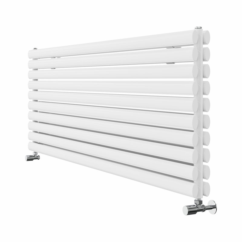 Brunella Oval Panel Radiators, White, 59cm H x 160cm W x 7.8cm D