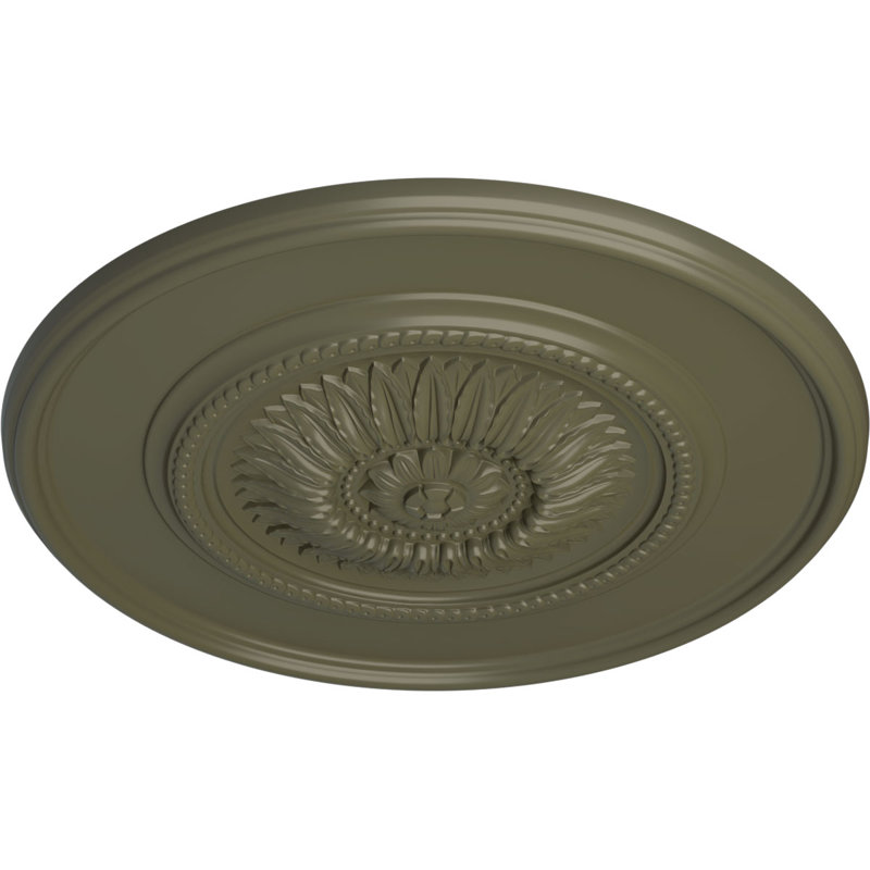 Grand médaillon de plafond floral Endurathane, DO 41 1/8 po x P 2 1/2 po, Tortue peinte