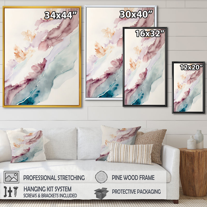 «Sudden Solitude In Elevated Blush II», reproduction sur toile, H 40 po x l 30 po x P 1,5 po, Toile avec cadre flottant noir