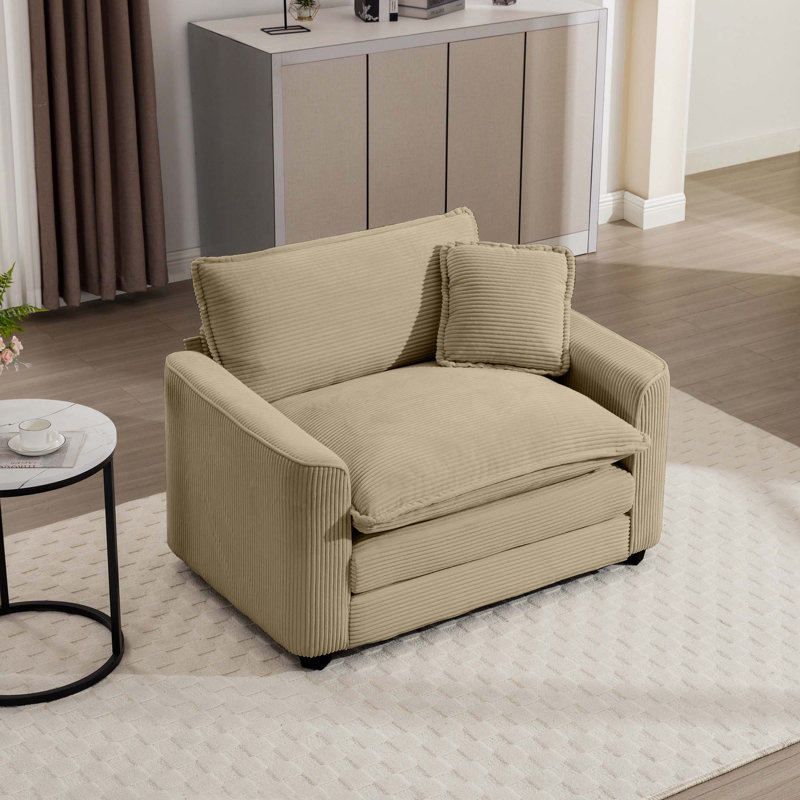 Fauteuil d'appoint simple en velours côtelé, Tanné