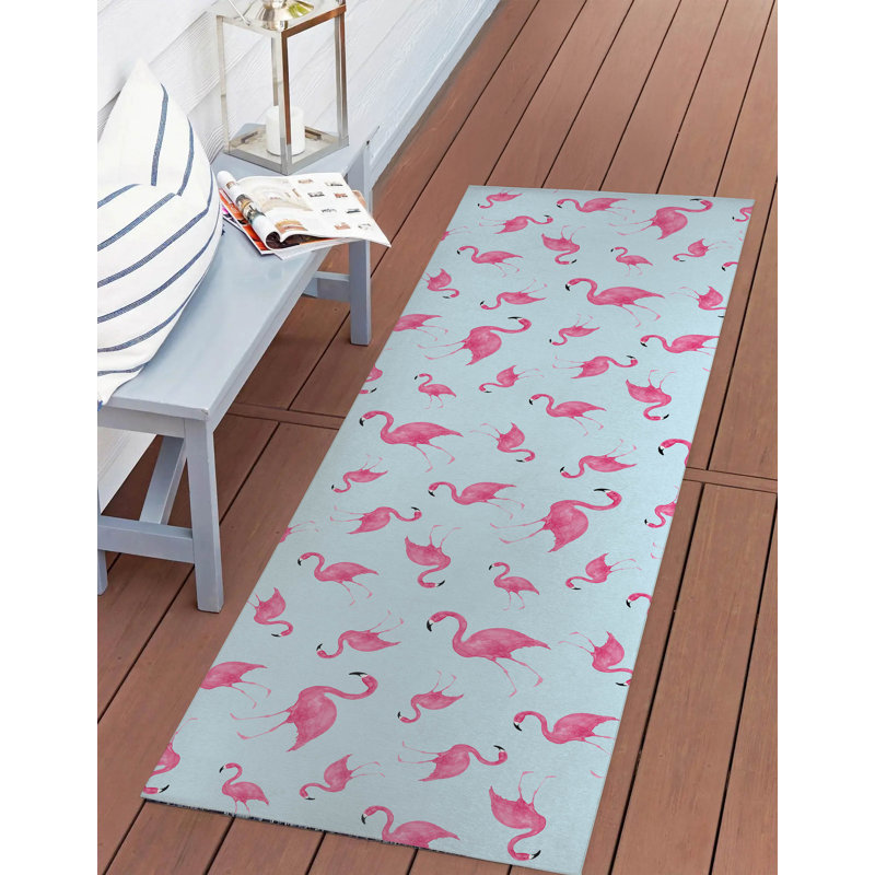 Tapis d'extérieur Summer Flamingo, Tapis de couloir 2 pi 6 po x 8 pi