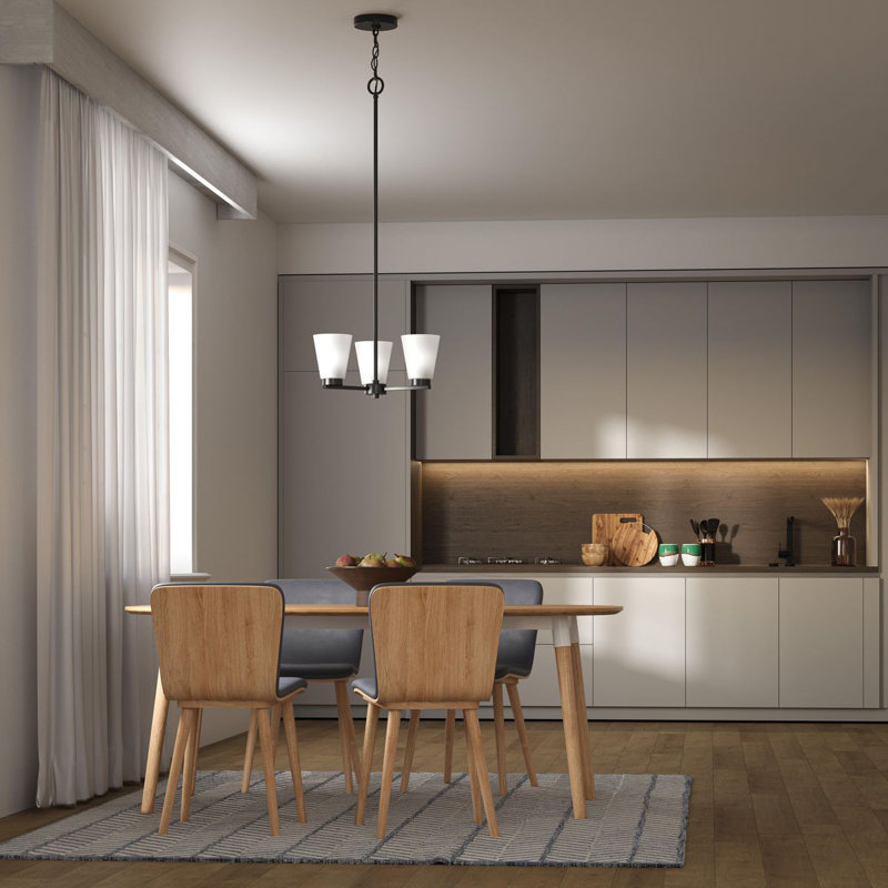 Lustre transitionnel à trois lumières, Noir mat