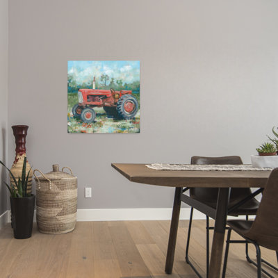 Red Tractor Abstract Contemporary Landscape Nature Wall Art