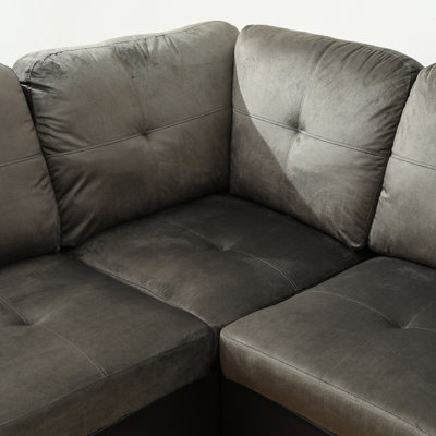 Kivah Velvet L-Shaped Sectional Left Hand Facing