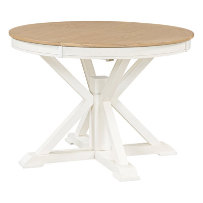 Retro Functional Extendable Dining Table With A 12" Leaf For Dining Room And Living Room