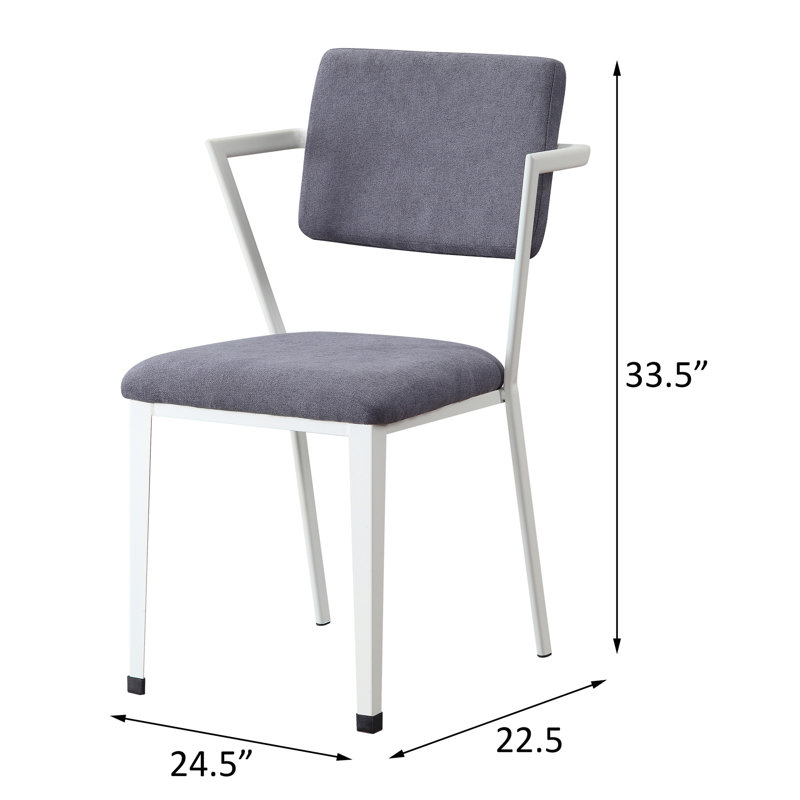 Grey And White Open Back Upholstered Office Chair, White