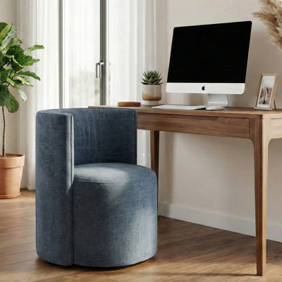 Upholstered Barrel Back Office Chair with Rolling Casters for Home Office