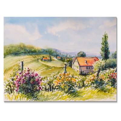 " Little House In The Green Countryside " Painting Print