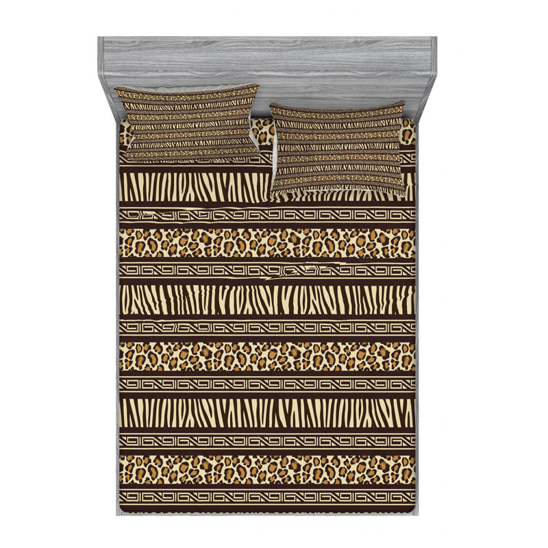 Microfiber Animal Print Sheet Set, Full Sheet Set + Fitted Sheet + 2 Pillowcases