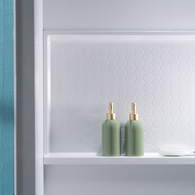 Contour de baignoire en alcôve 60 po x 32 po 4 pièces à accoudoir direct avec poteaux, blanc de Carrare, Blanc mat, Gauche