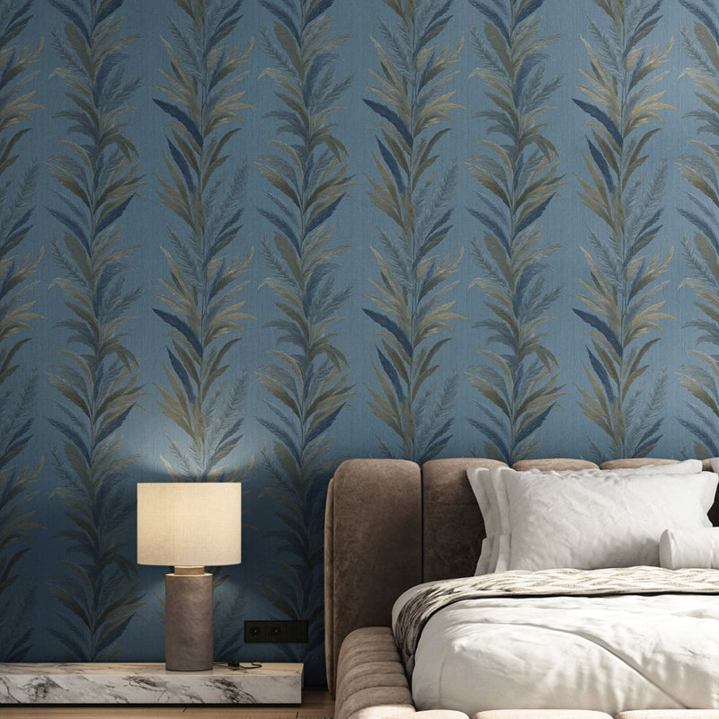 Ornamenta Collection Leaf Flourish Shimmer Finish Wallpaper Roll, Green