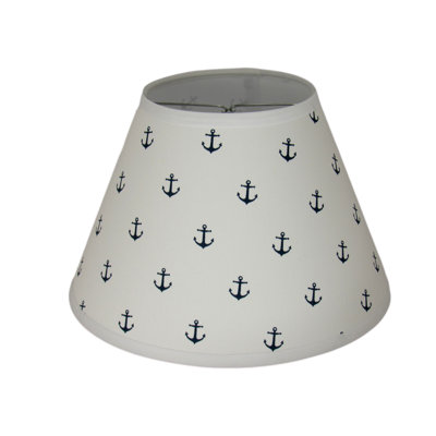 Small Anchor Cotton Empire Lamp Shade in Blue/White