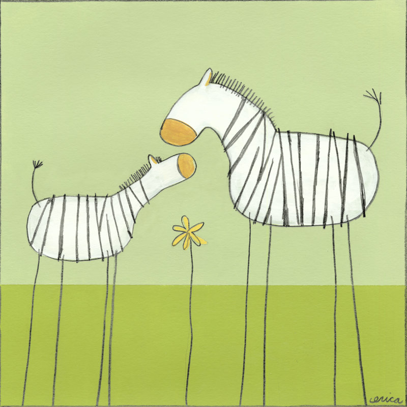 Stick-Leg Zebra II by June Erica Vess - Wrapped Canvas Art Prints, 76cm H x 76cm W x 3.8cm D