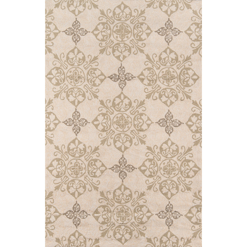 Tapis intérieur / extérieur beige crocheté à la main Parnag, Rectangle 3 pi 9 po x 5 pi 9 po