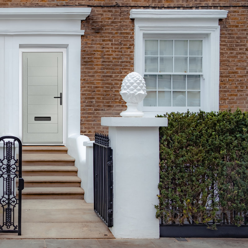 Crystal GRP Front door Monza Solid Blue 890mm x 2090mm Open in Left hand No Glass, Agate Grey, Left, 92mm x 209mm