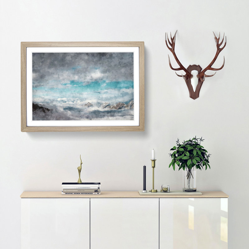 Mountain Clouds - Picture Frame Painting Print, 33cm H x 45cm W x 2cm D, Oak Framed