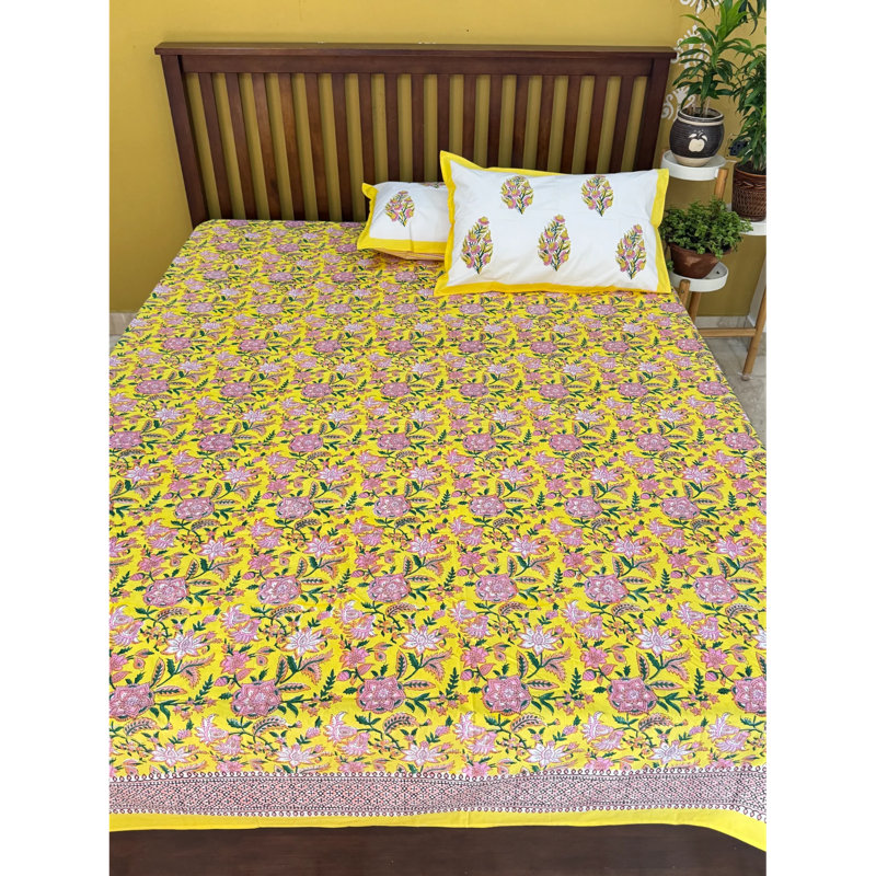 Ensemble de draps en coton avec taies d'oreiller Graceful Garden
