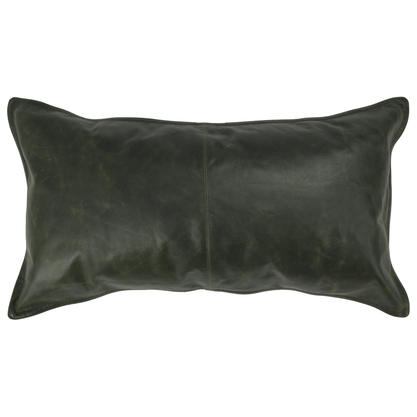 Cutler Leather Accent Pillow, Forest Green, 14" x 26", Rectangular