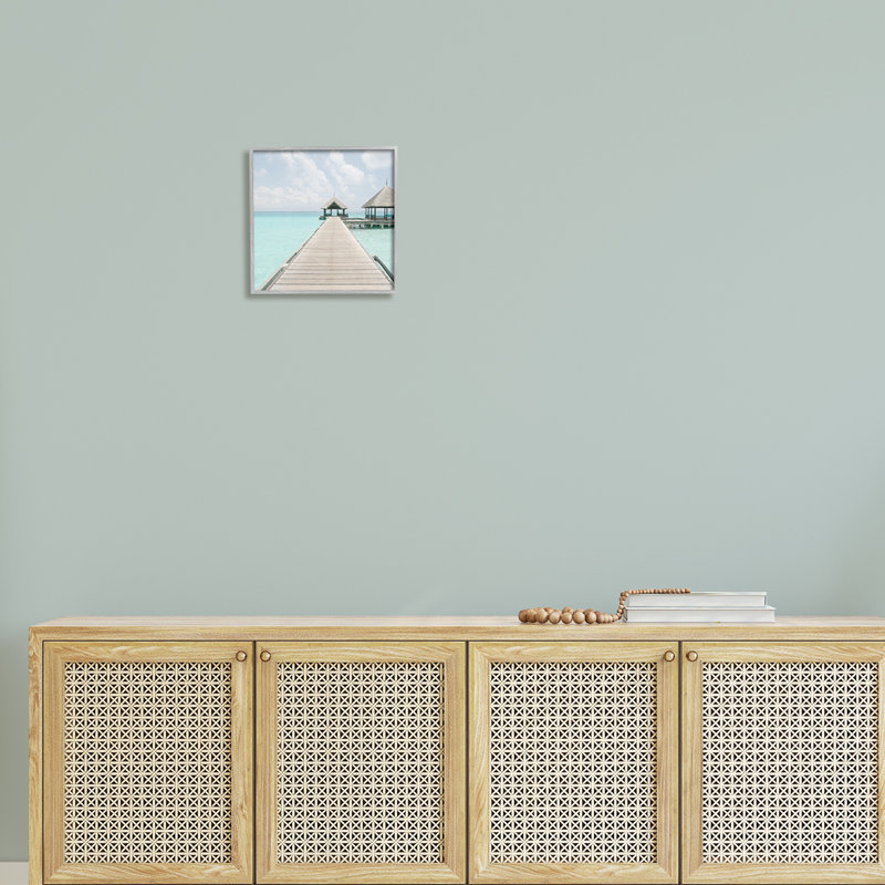 Magnifique jet d'eau turquoise sur l'océan, jetée nuageuse, art texturé par Noah Bay, 12" W x 12" H
