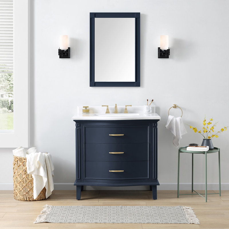 Midnight Blue 36'' Single Vanity with Carrara Marble Top