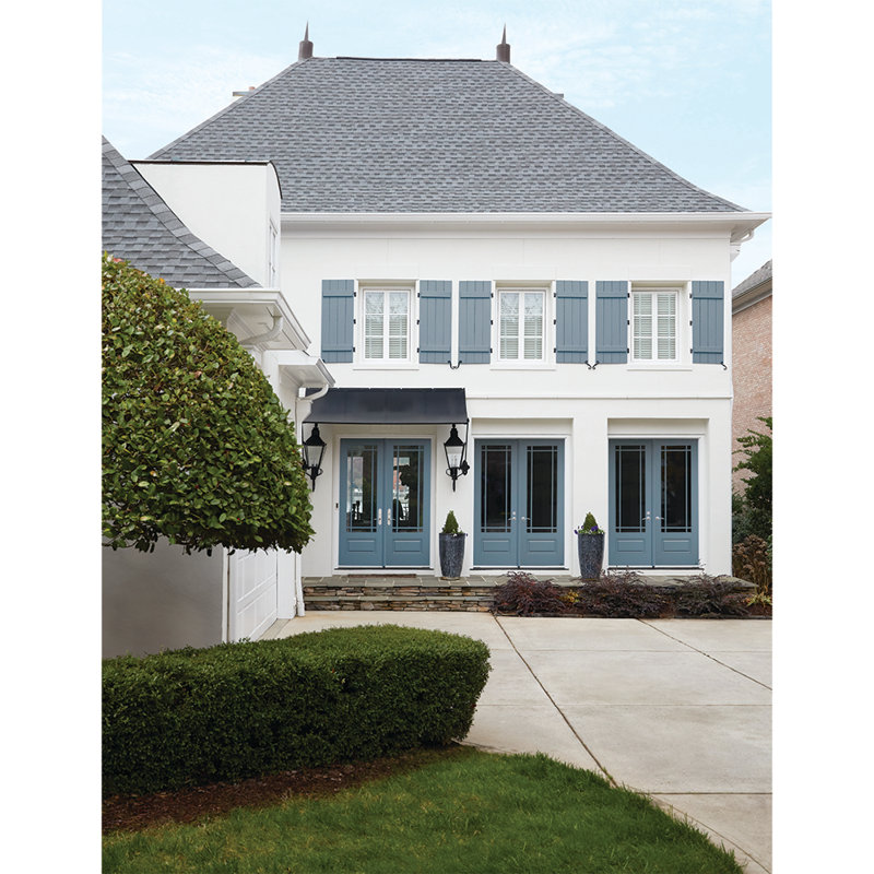 36 in. x 80 in. 9-Lite Clear Glass Colony Painted Fiberglass Prehung Front Entry Door, Left Hand/Inswing