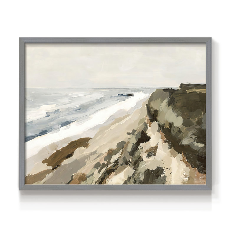 Bluff Bay I -Framed Print - Restickable, H 22 po x l 28 po, Gris