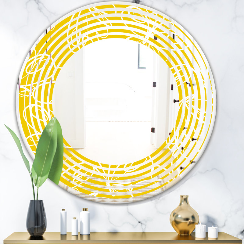 Miroir mural à motif de couleur à motif de couleur papillons wave glam, H 31,5 po x l po