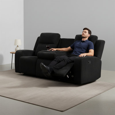 Electric Recliner Sofa 2-Seat, Manual Adjustment, Faux Fur Material Living Room Recliner Sofa