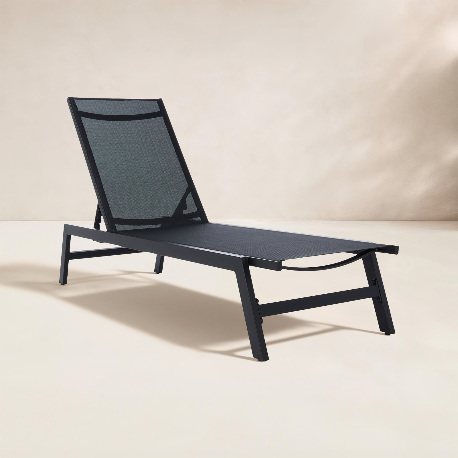 Yves 23" Patio Chaise Lounge, Black