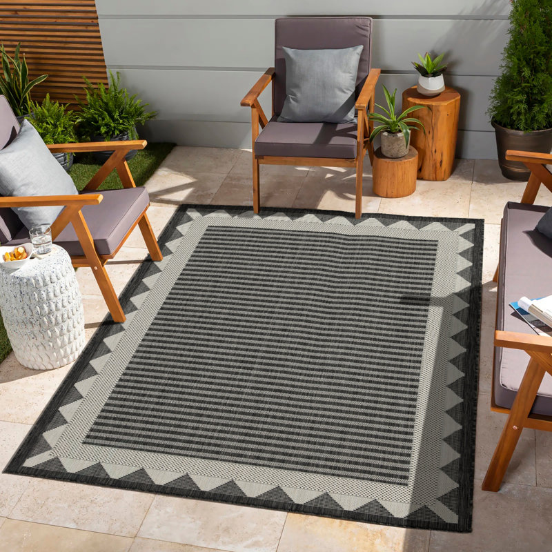 Sunshine GC_HAR2014 Anthracite 2 Ft. 7 In. X 7 Ft. 3 In. Indoor/Outdoor Area Rug, Anthracite, Runner 2'7" x 7'3"