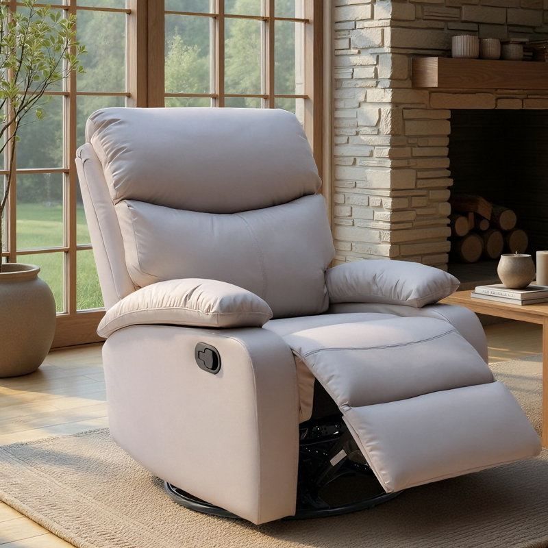 Bruneta 30.2''wide Faux Leather Swivel Rocker Recliner(set Of 2)-Beige, Beige