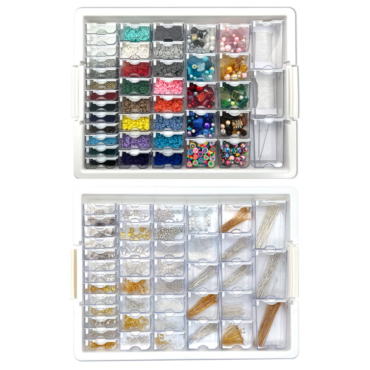 Elizabeth Ward Mixed Bead Tray with Jewelry Findings Tray (Set of 2) Rebrilliant