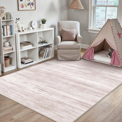 Tapis texturé abstrait rose clair Luminae