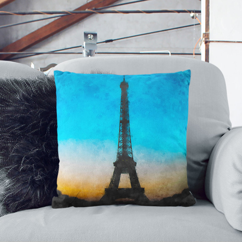 Eifel Tower in Paris France Cushion with Filling, 40cm H x 40cm W x 15cm D
